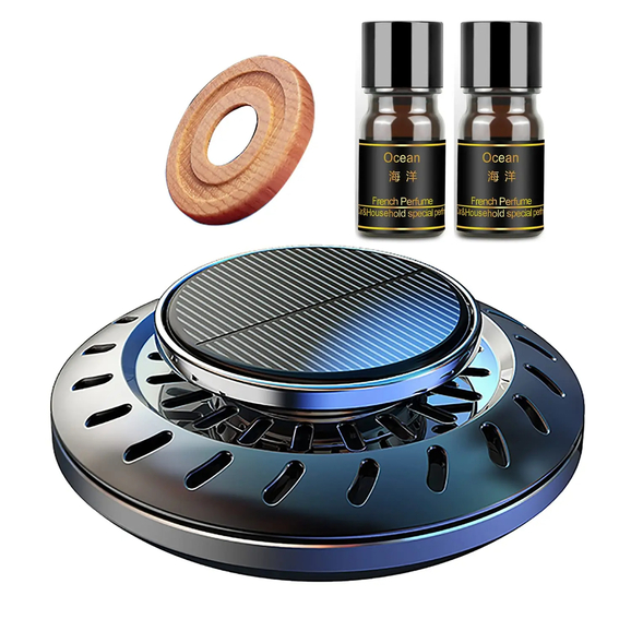 2 Pcs Car Solar Rotating Aromatherapy with Essential Oil Diffuser in Dubai